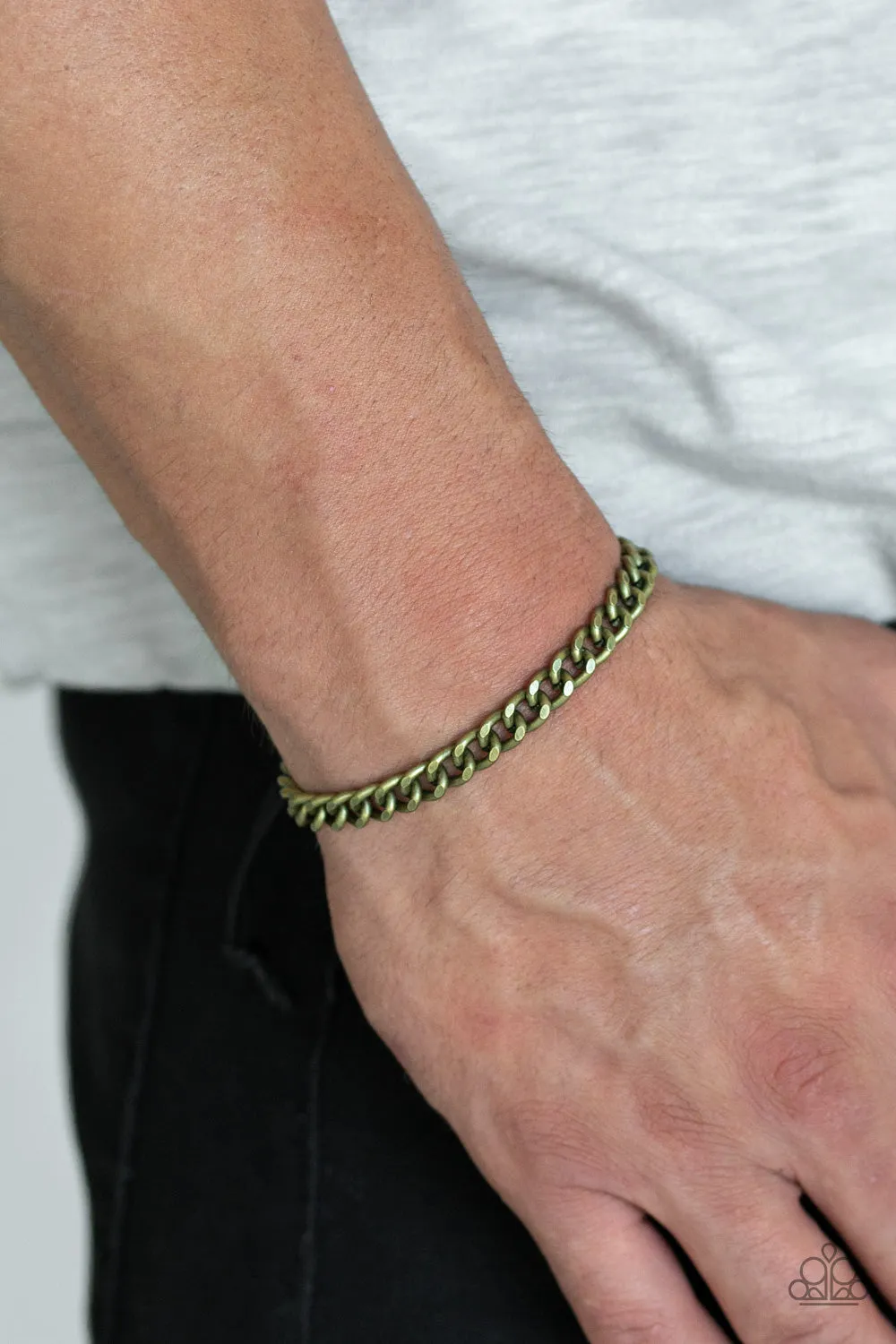 Goal! - Brass Beveled Cable Chain Paparazzi Jewelry Bracelet