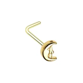 Golden Cresent Moon Face Nose L-Shape WildKlass Nose Ring