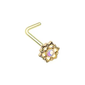 Golden Illuminating Mandala Ornate L-Shaped WildKlass Nose Ring