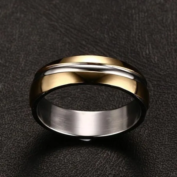 Golden Titanium Steel Ring Wedding Bands For Men