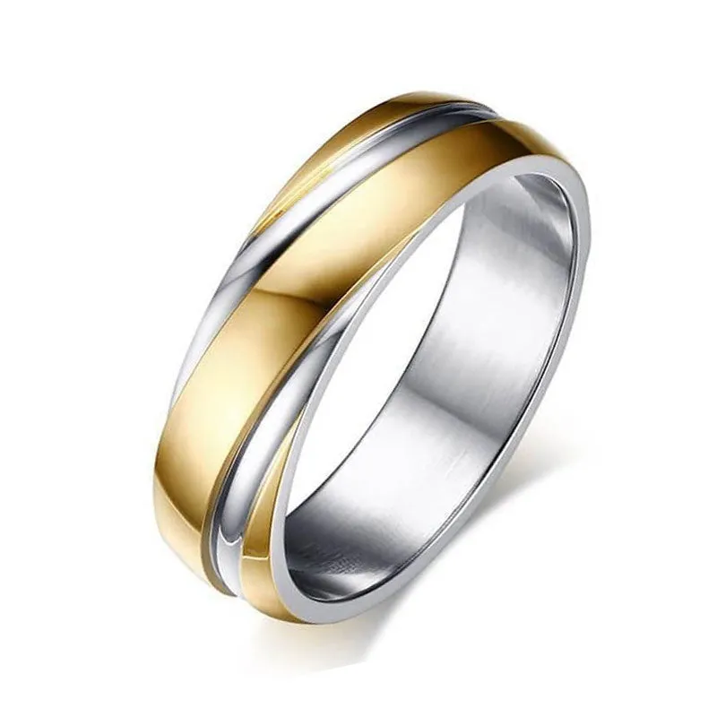 Golden Titanium Steel Ring Wedding Bands For Men