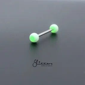 Green Circle Acrylic Ball with Surgical Steel Tongue Bar