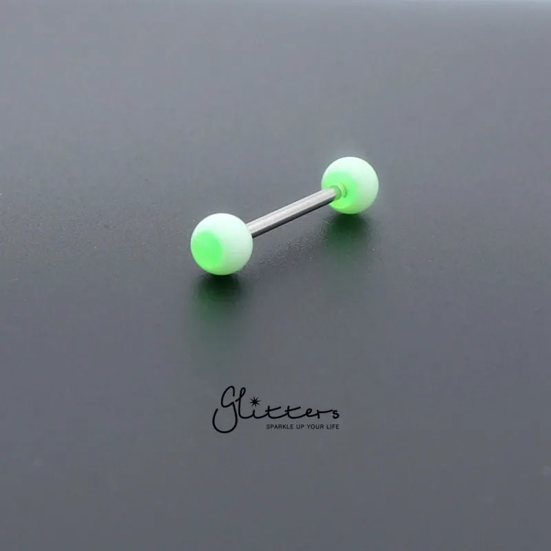 Green Circle Acrylic Ball with Surgical Steel Tongue Bar