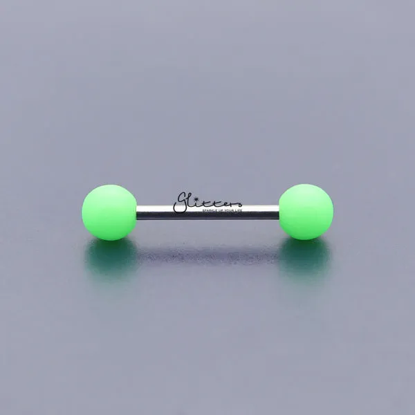 Green Solid Colour Acrylic Ball with Surgical Steel Tongue Barbell