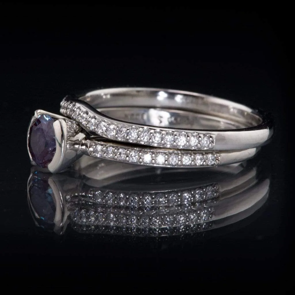 Half Eternity Diamond Micro Pave Contoured Wedding Ring Band