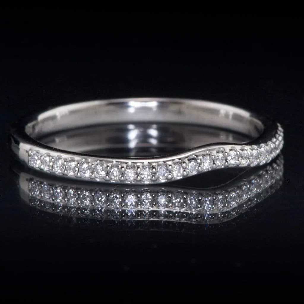 Half Eternity Diamond Micro Pave Contoured Wedding Ring Band