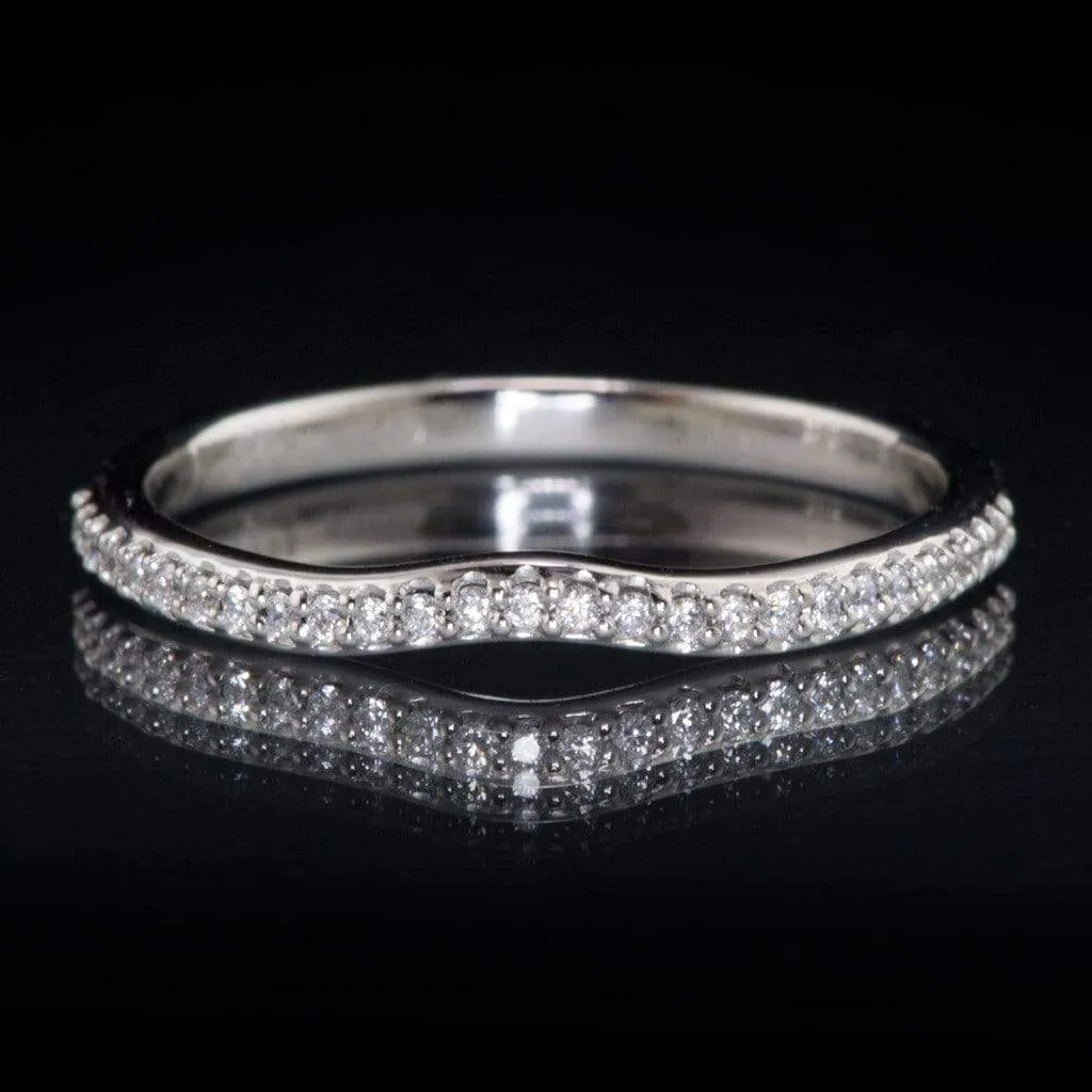 Half Eternity Diamond Micro Pave Contoured Wedding Ring Band