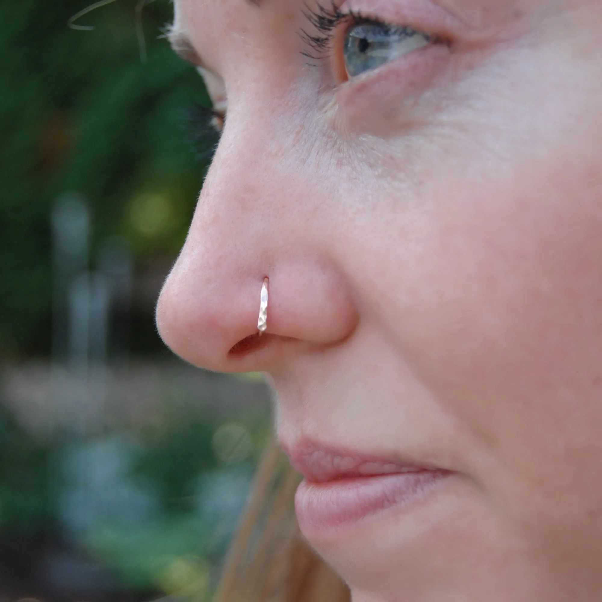 Hammered Front Nose Ring * Silver & Gold Filled Options *