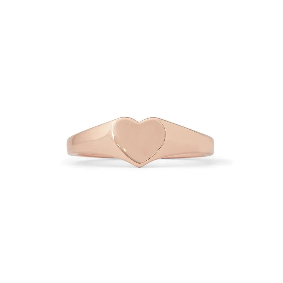 Heart Signet Ring Rose Gold - Size 6