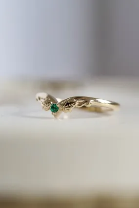 Ivy wedding band with lab emerald, matching ring for Ariadne