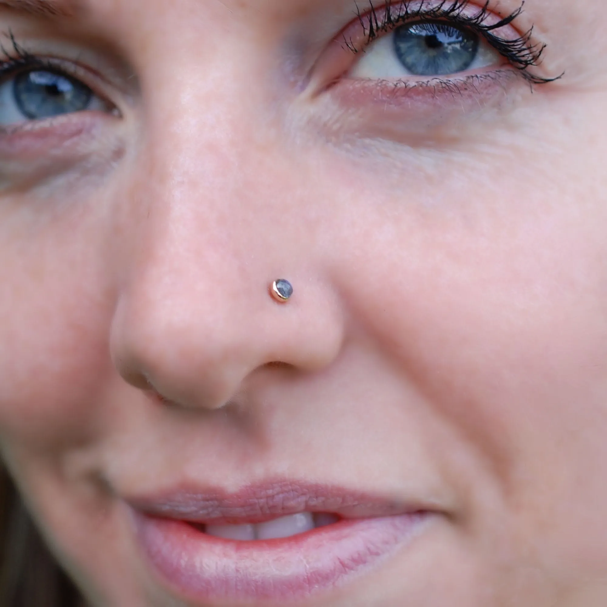 Labradorite Gold Nose Stud