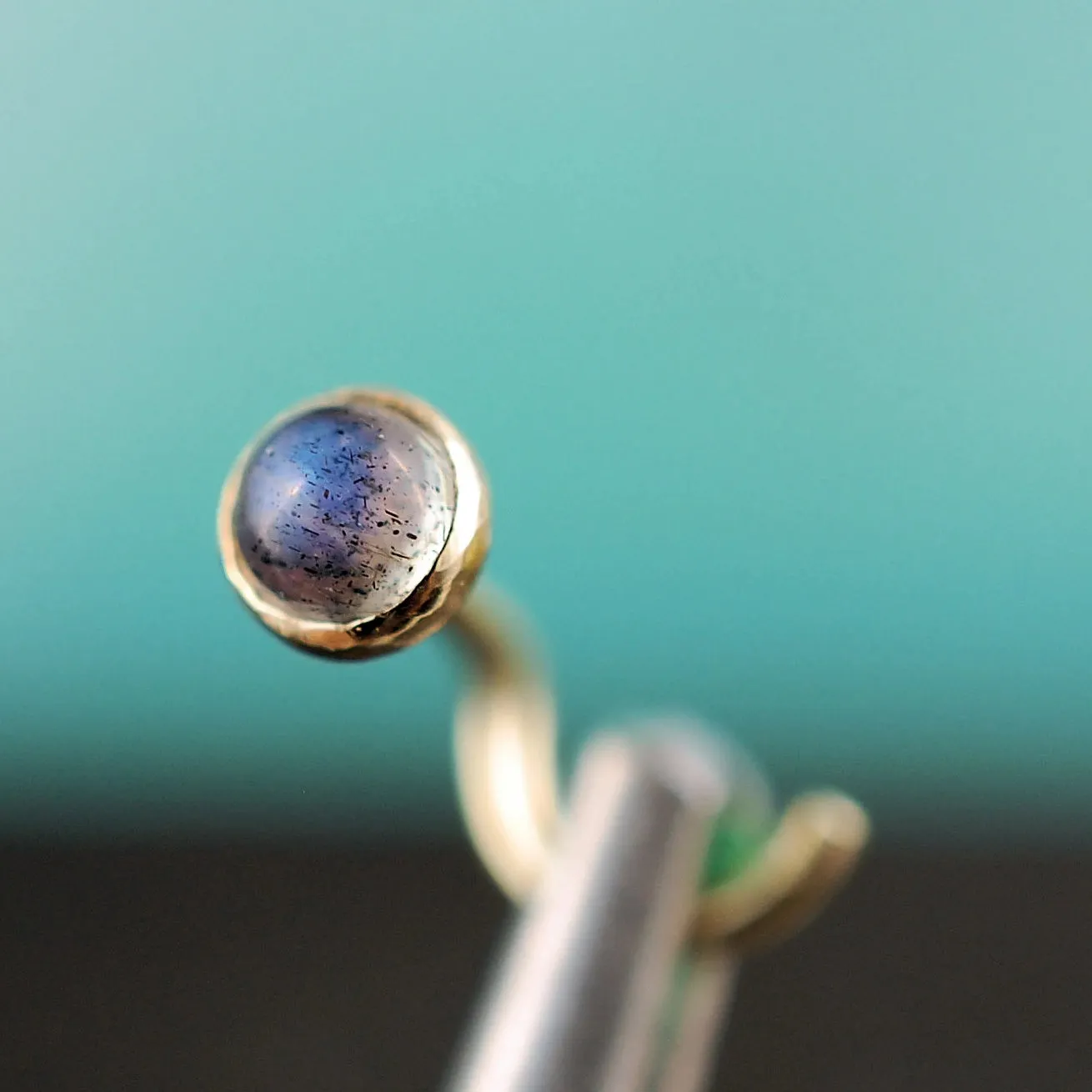 Labradorite Gold Nose Stud