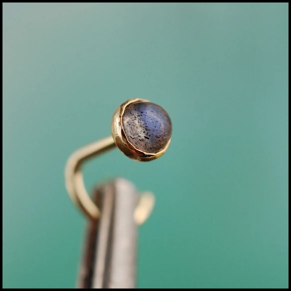 Labradorite Gold Nose Stud