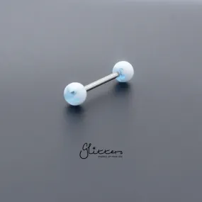 Light Blue Flower Acrylic Ball with Surgical Steel Tongue Bar