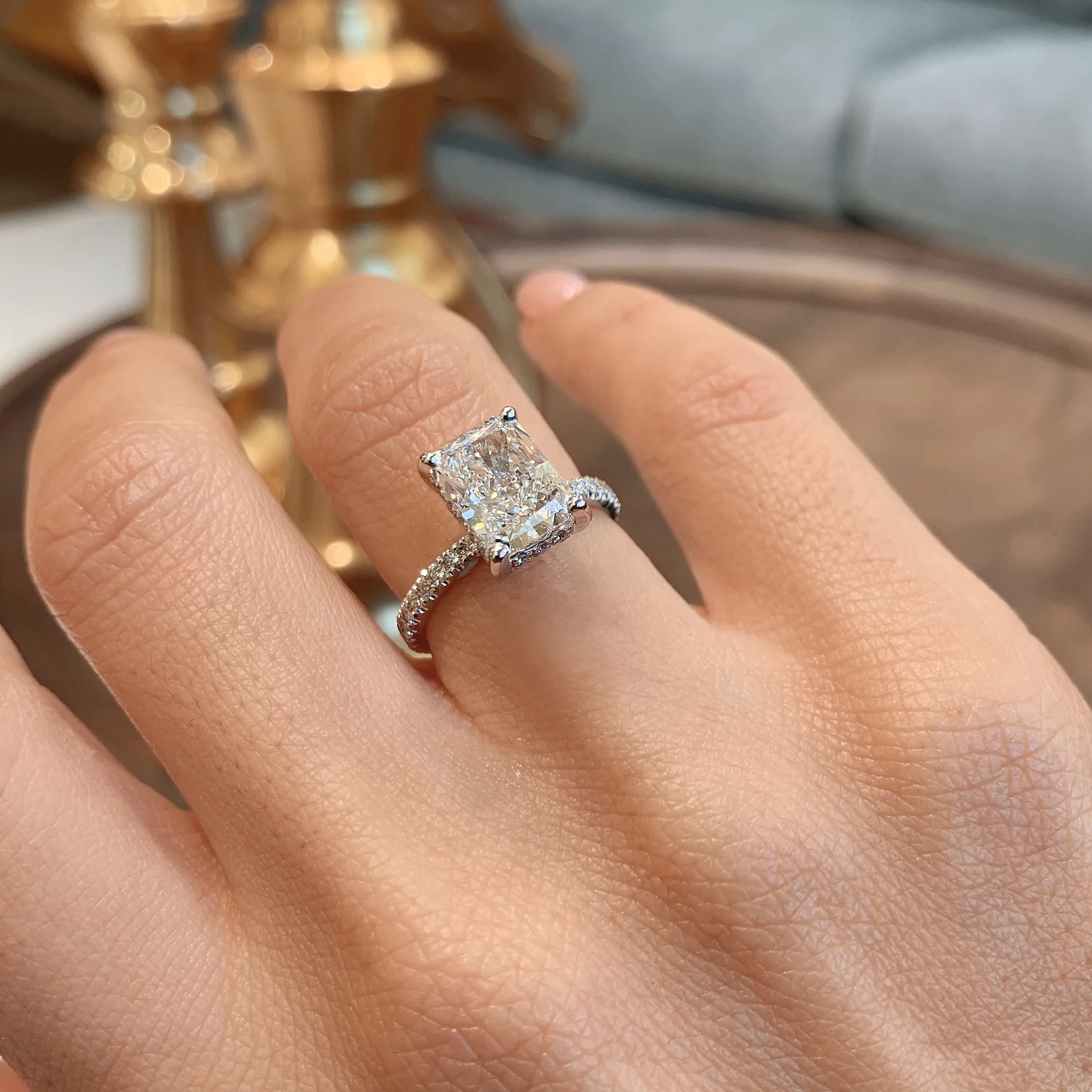 Luna Diamond Engagement Ring -18K White Gold