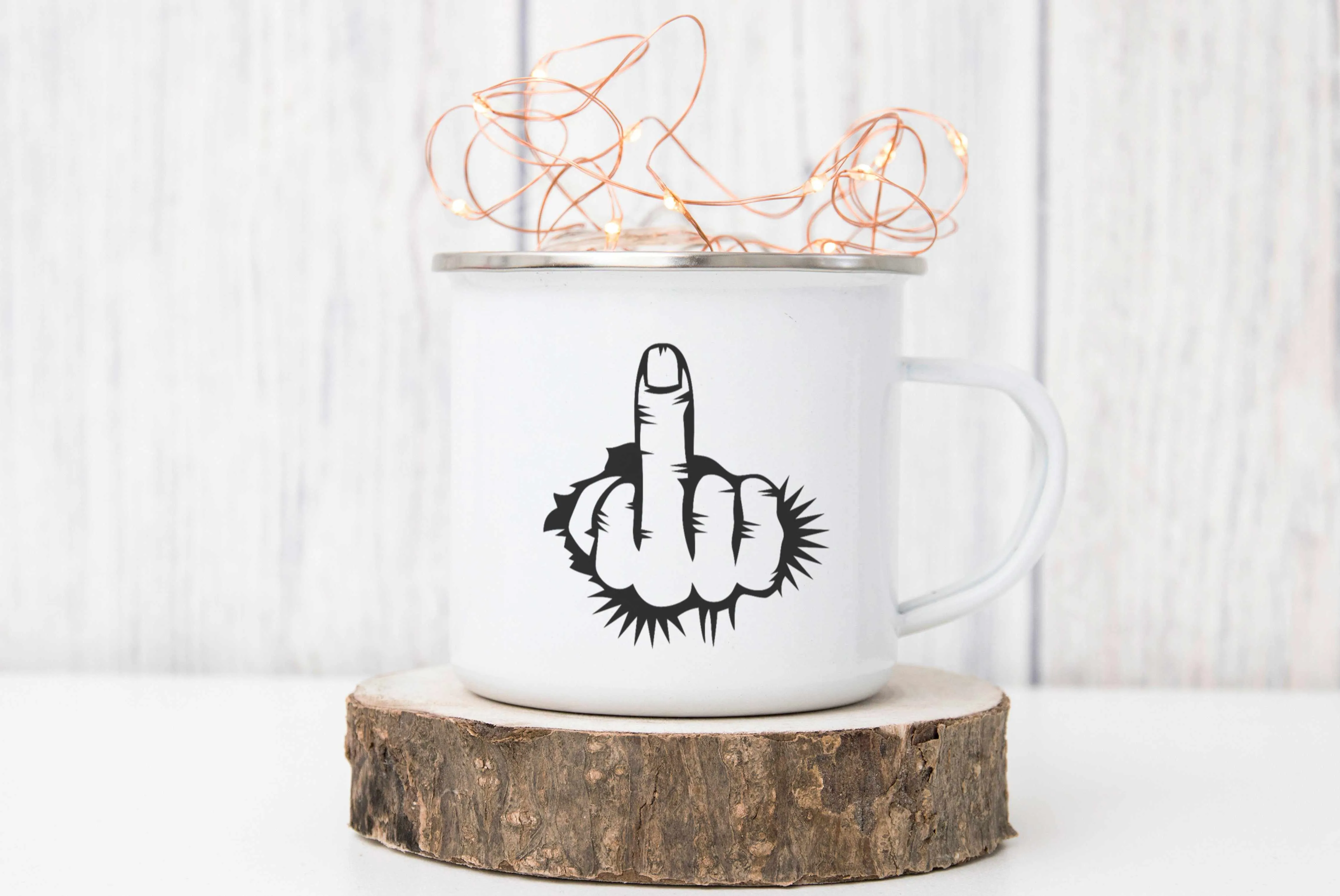 Middle Finger Enamel Mug