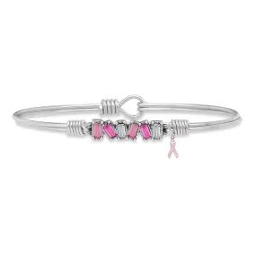 Mini Hudson Bangle Bracelet with Breast Cancer Ribbon