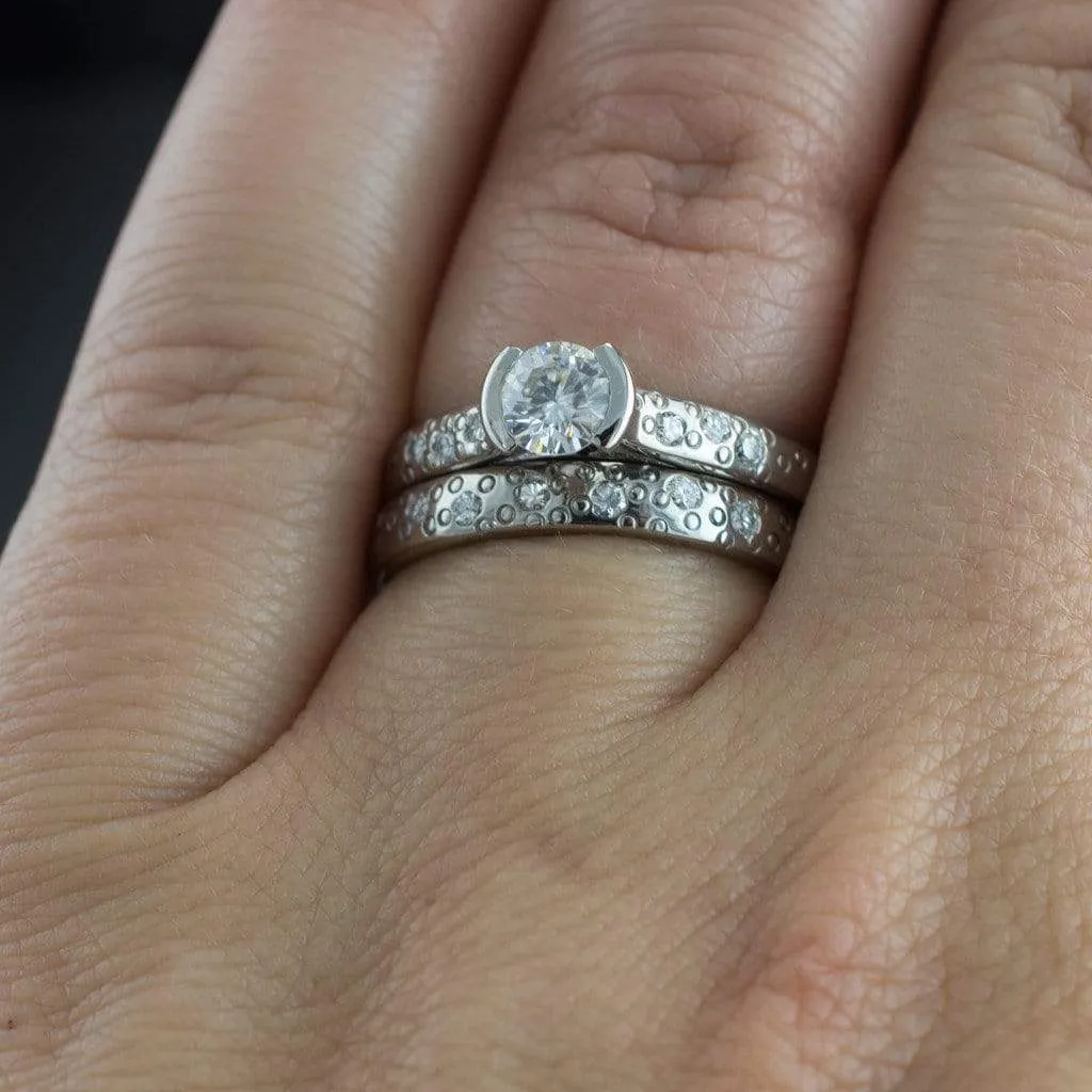 Moissanite Star Dust Wedding Ring