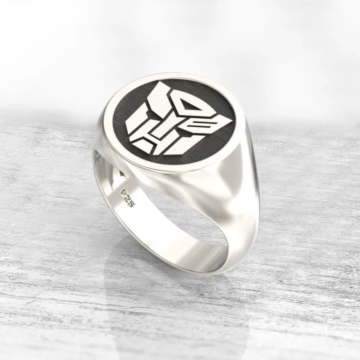 Monogram ring. Sterling silver ring. Silver monogram ring. Signet silver ring. Personalized signet ring. transformers. gift for men