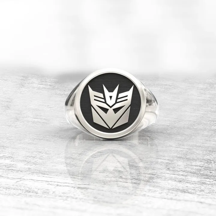 Monogram ring. Sterling silver ring. Silver monogram ring. Signet silver ring. Personalized signet ring. transformers. gift for men