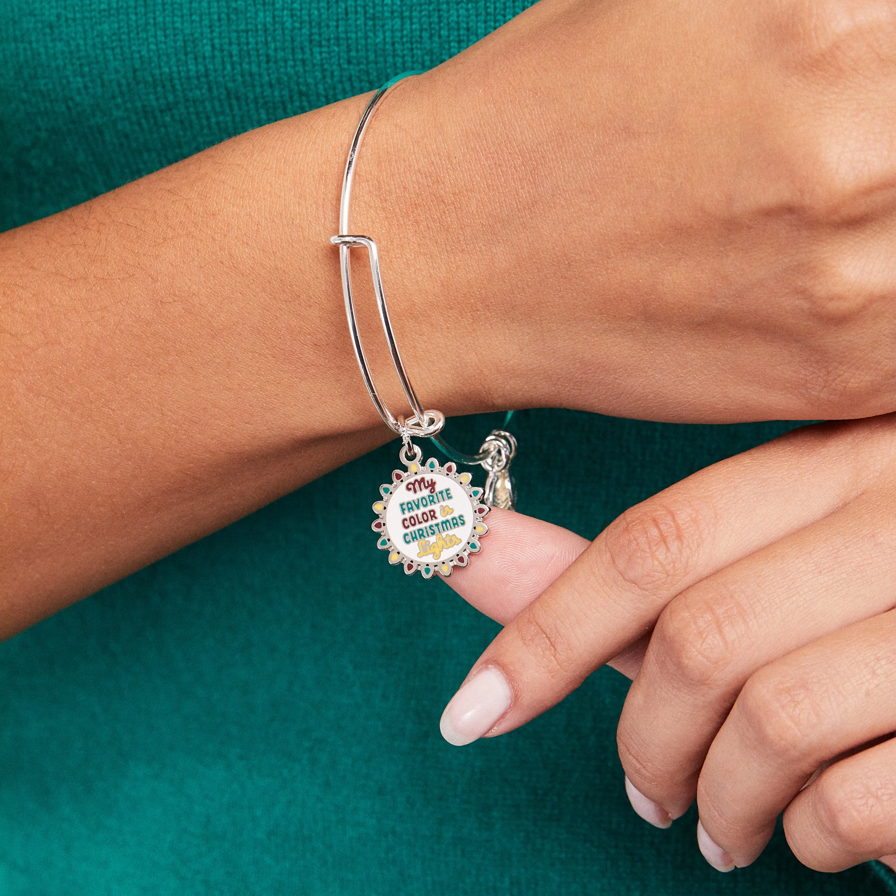 'My Favorite Color is Christmas Lights' Charm Bangle