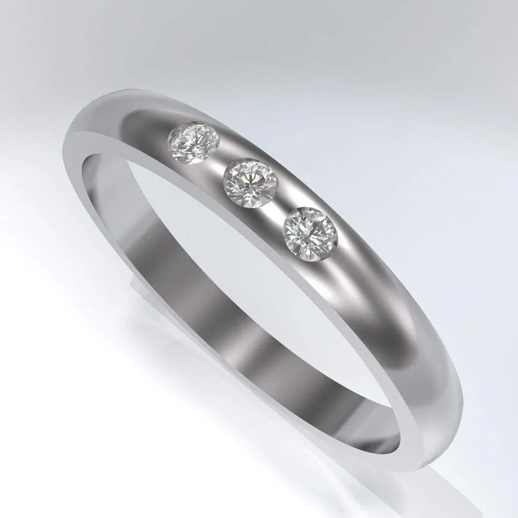 Narrow 3 Moissanite Wedding Ring