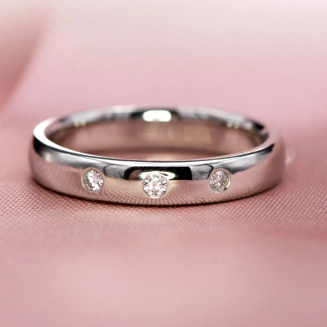 Narrow 3 Moissanite Wedding Ring