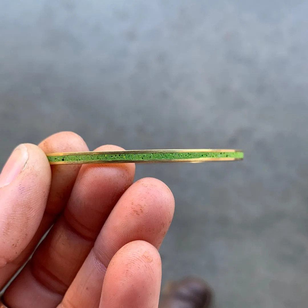 Narrow Gauge Bangle Bracelet BRASS   CONCRETE Green