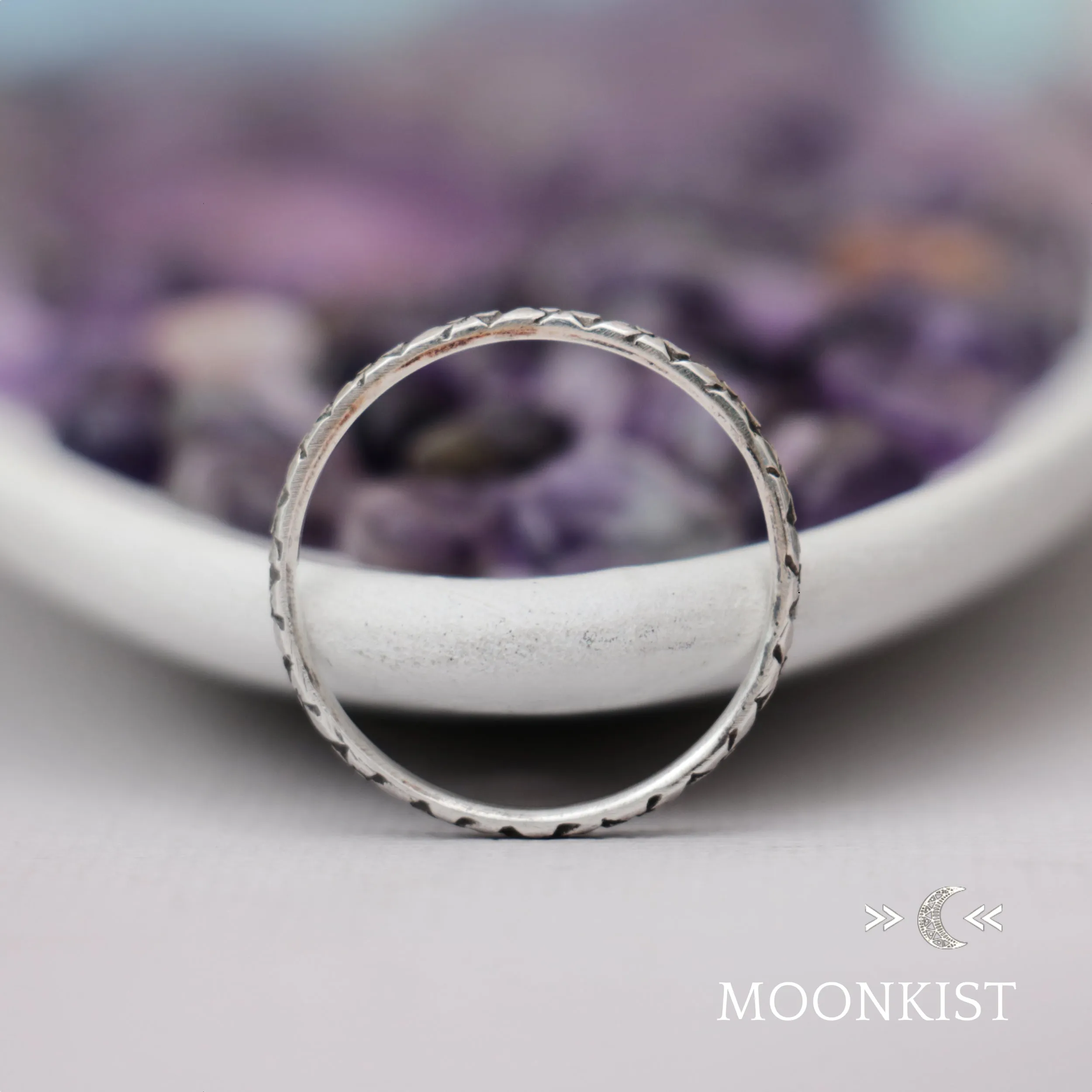 Narrow Iris Flower Wedding Band Ring| Moonkist Designs