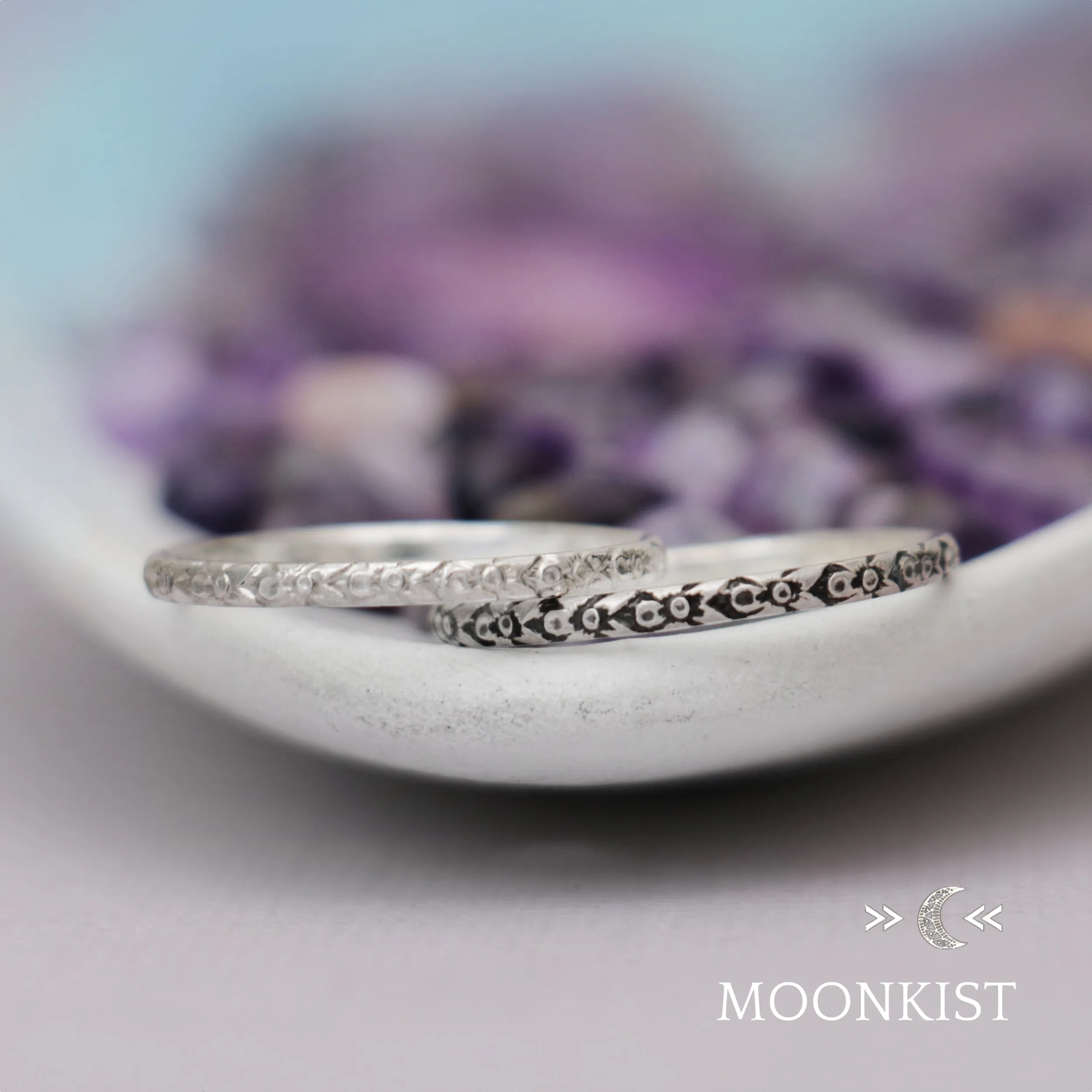 Narrow Iris Flower Wedding Band Ring| Moonkist Designs