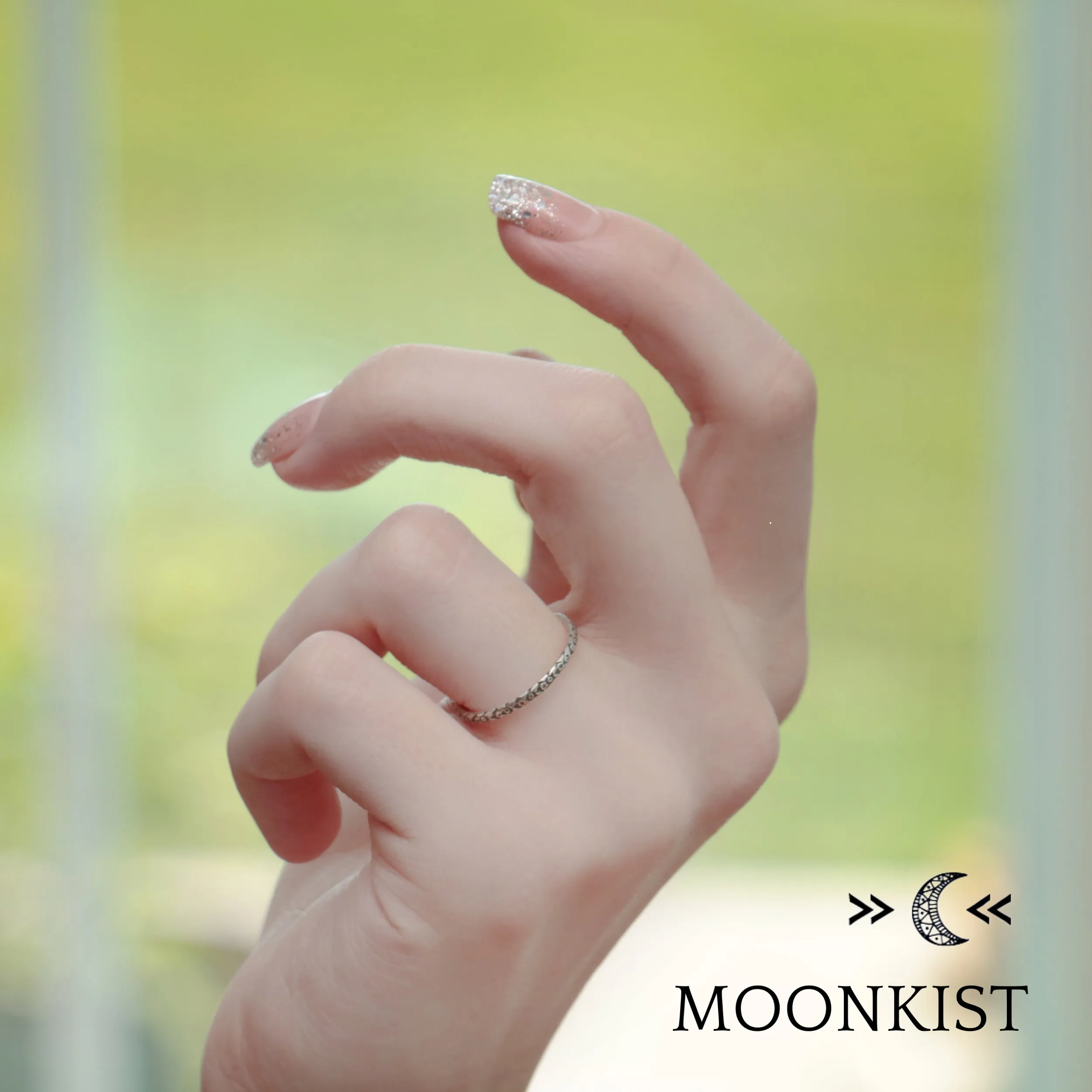 Narrow Iris Flower Wedding Band Ring| Moonkist Designs