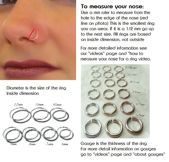 Nose Ring Endless Dot Twist - Choose Your Metal, Choose Your Size