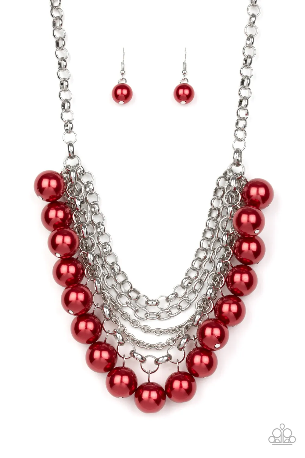 One-Way WALL STREET - Red Pearls Paparazzi Jewelry Necklace