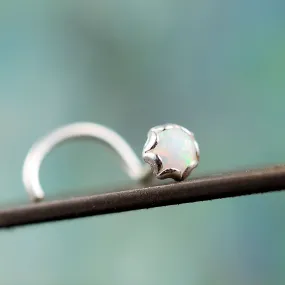 Opal and Silver Nose Stud