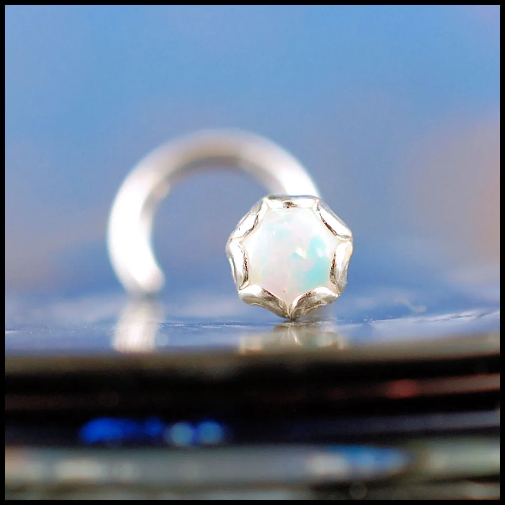 Opal and Silver Nose Stud