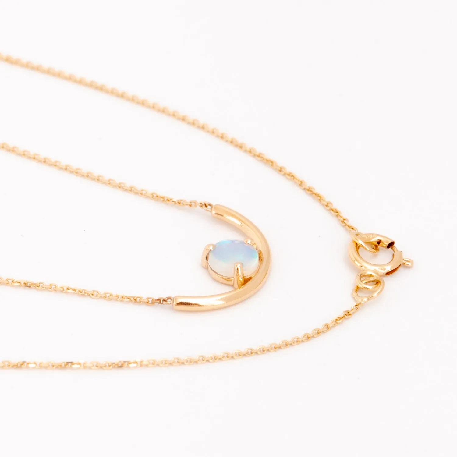 Elegant Opal Arc Pendant Necklace