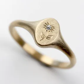 Oval Daisy Signet Ring