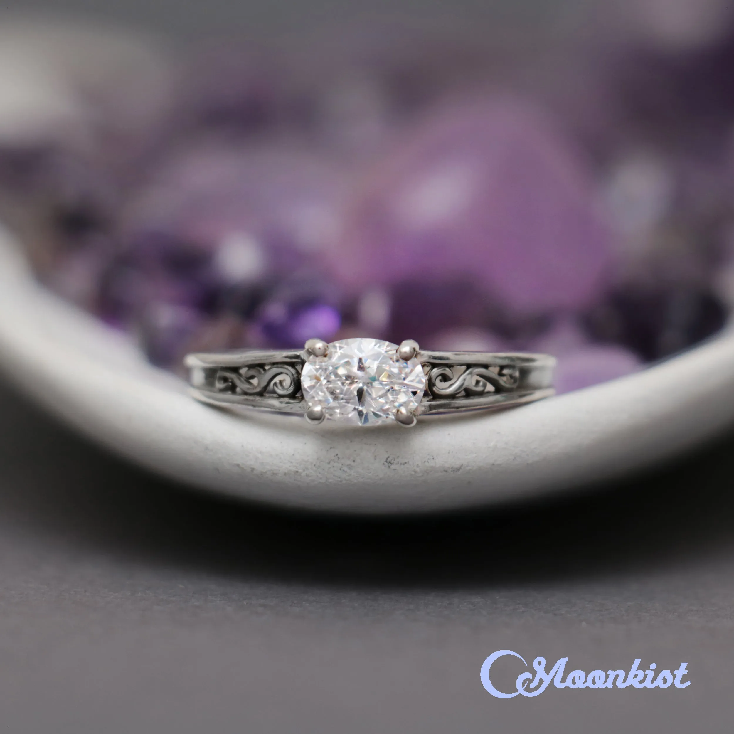 Oval Shaped Moissanite Engagement Ring | Moonkist Designs