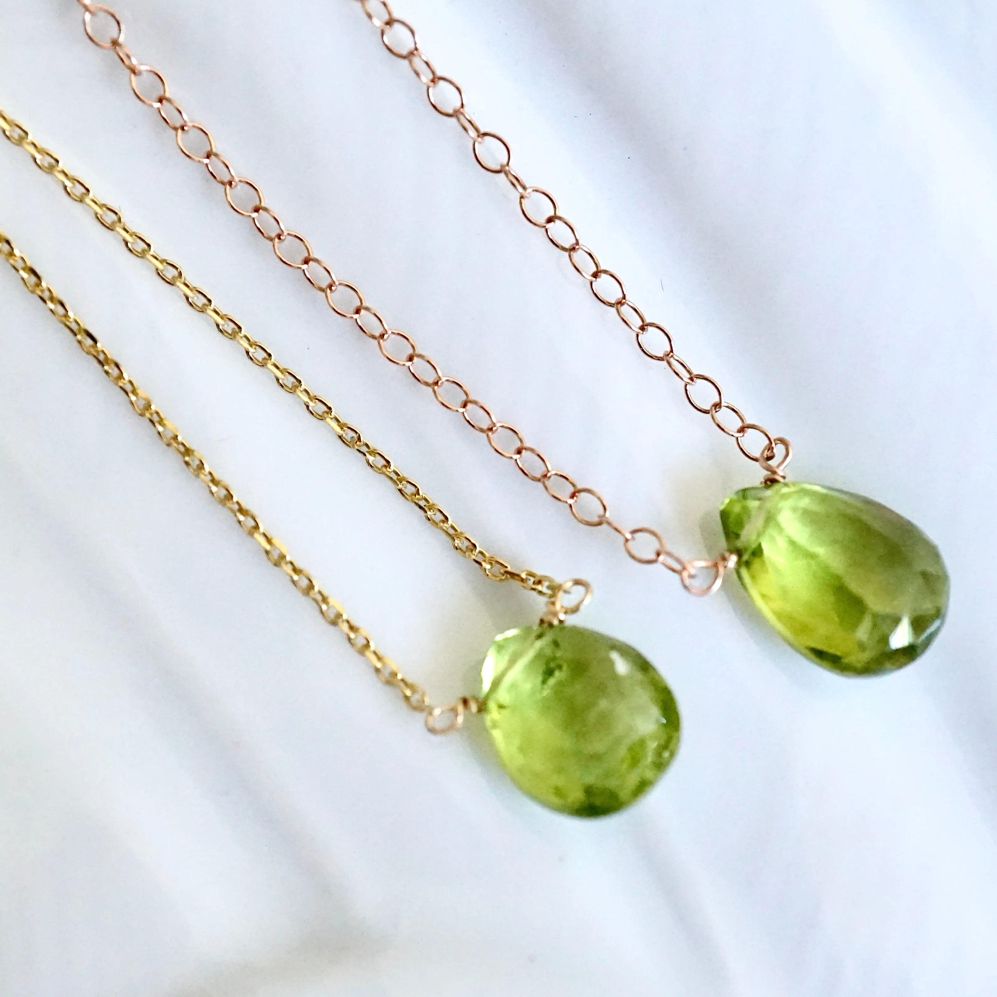 Peridot Necklace - August Birthstone Floating Necklace - Women's Peridot Necklace