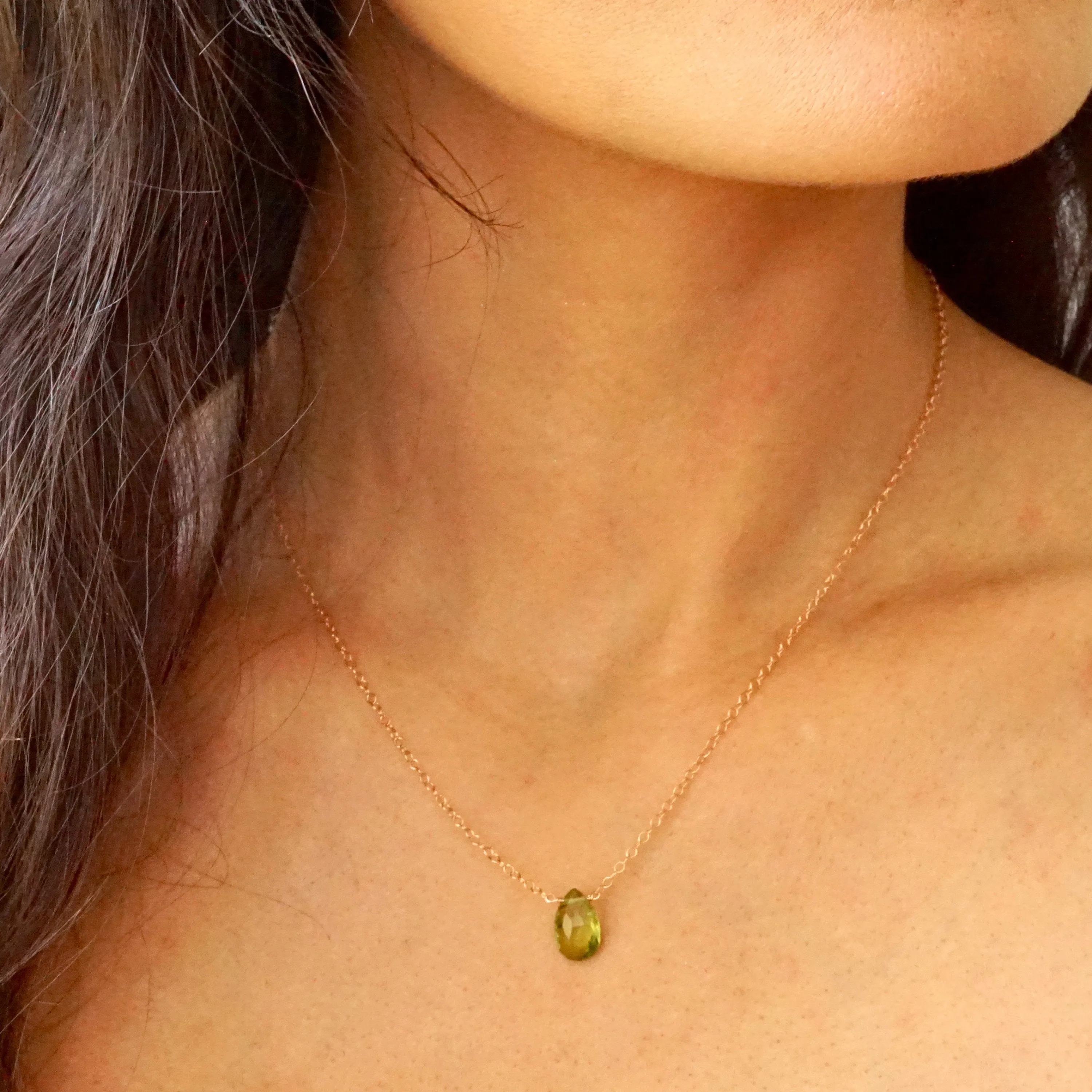 Peridot Necklace - August Birthstone Floating Necklace - Women's Peridot Necklace