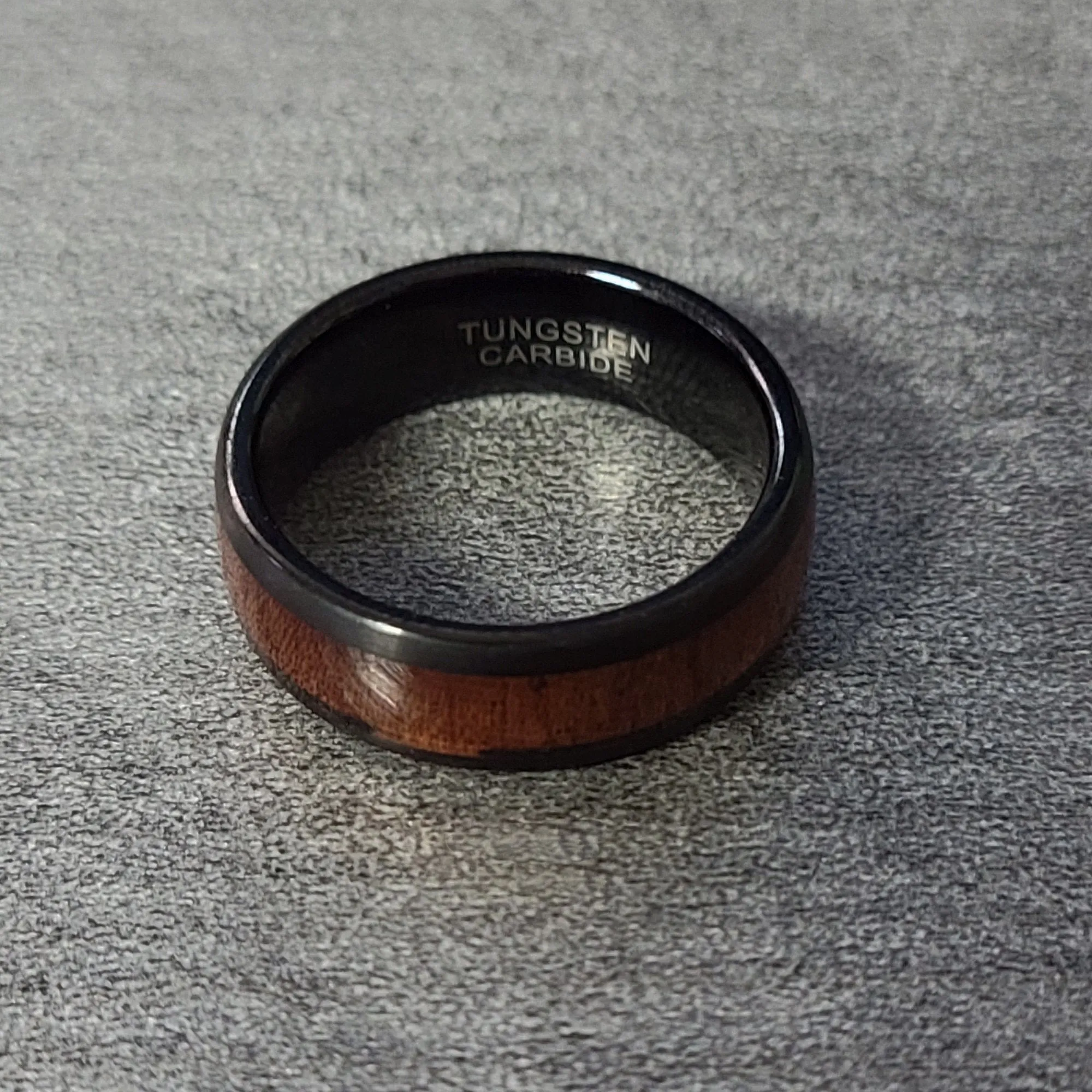 Personalized Engraved Men's Wood Inlay Tungsten Wedding Ring