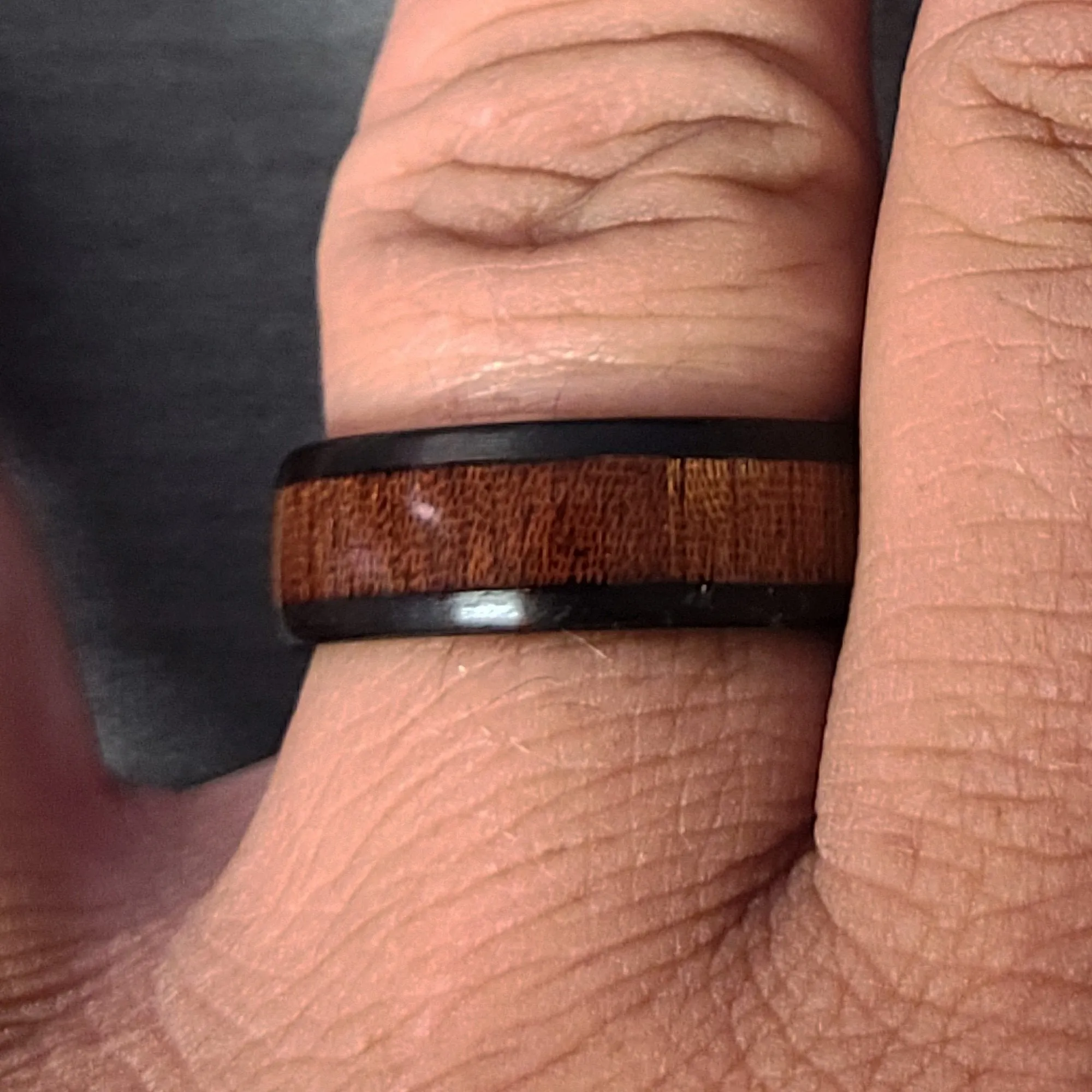 Personalized Engraved Men's Wood Inlay Tungsten Wedding Ring