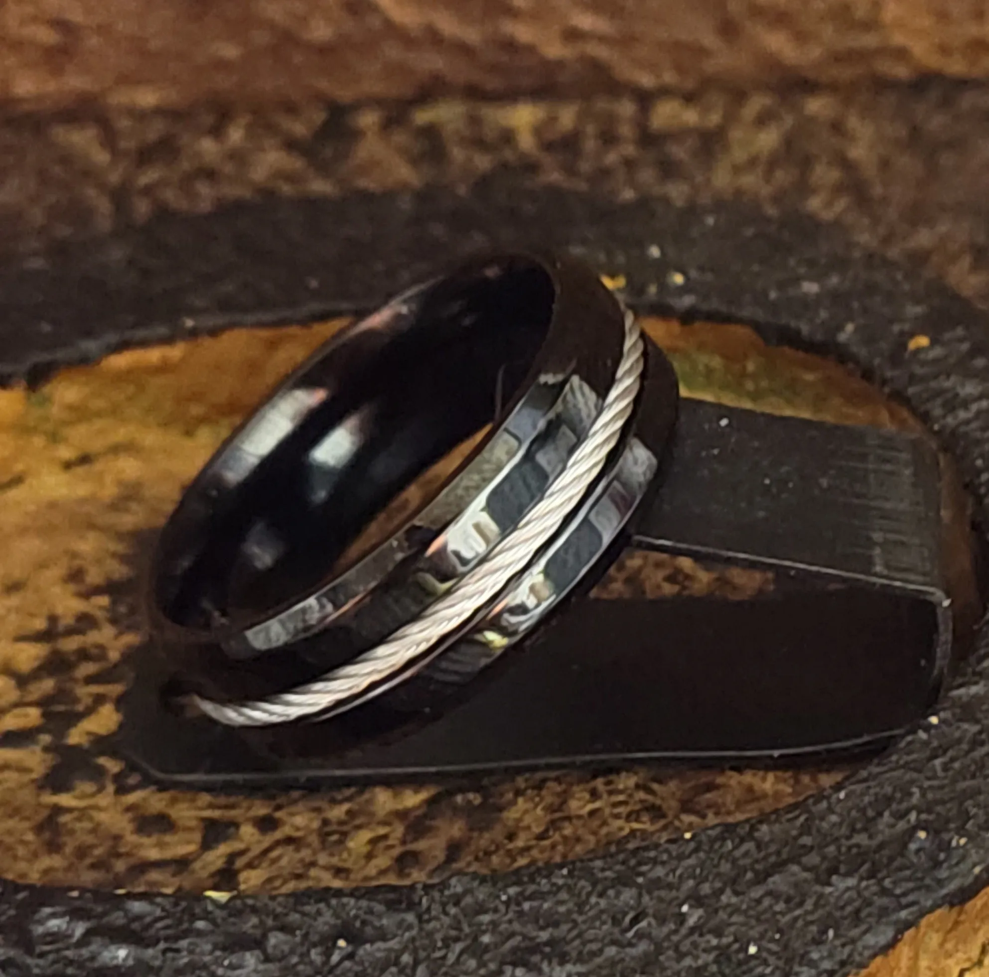 Personalized Engraved Wire Cable Wedding Ring For Men - Handwriting Ring