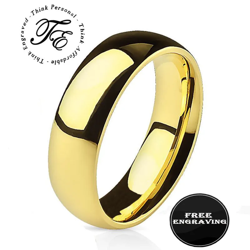 Personalized Men's Gold Wedding Ring - Engraved Men's Ring Handwriting Ring