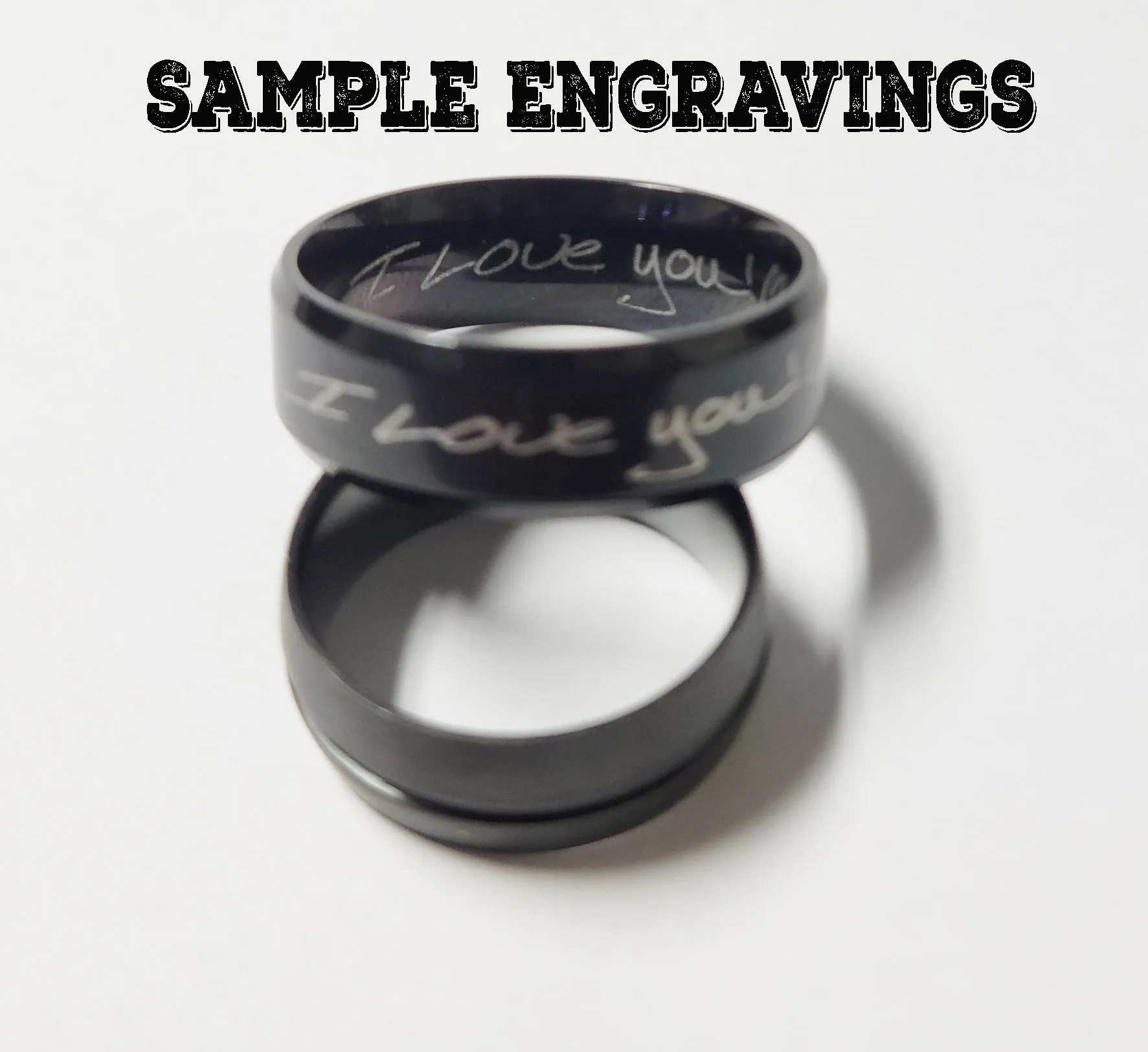 Personalized Men's Matte Black Tungsten Wedding Ring  - Engraved Wedding Ring