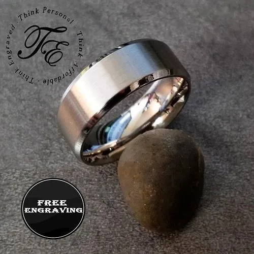 Personalized Engraved Silver Wedding Band for Men - Custom Silver Marriage Ring