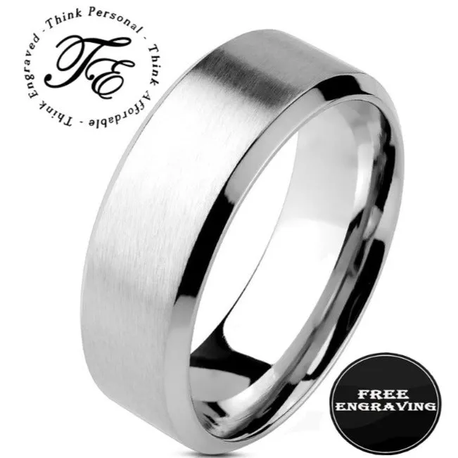 Personalized Engraved Silver Wedding Band for Men - Custom Silver Marriage Ring