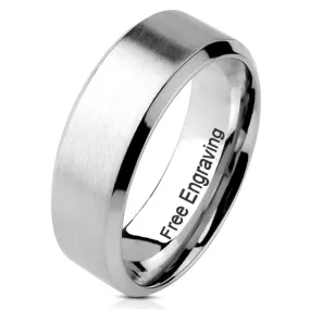 Personalized Engraved Silver Wedding Band for Men - Custom Silver Marriage Ring