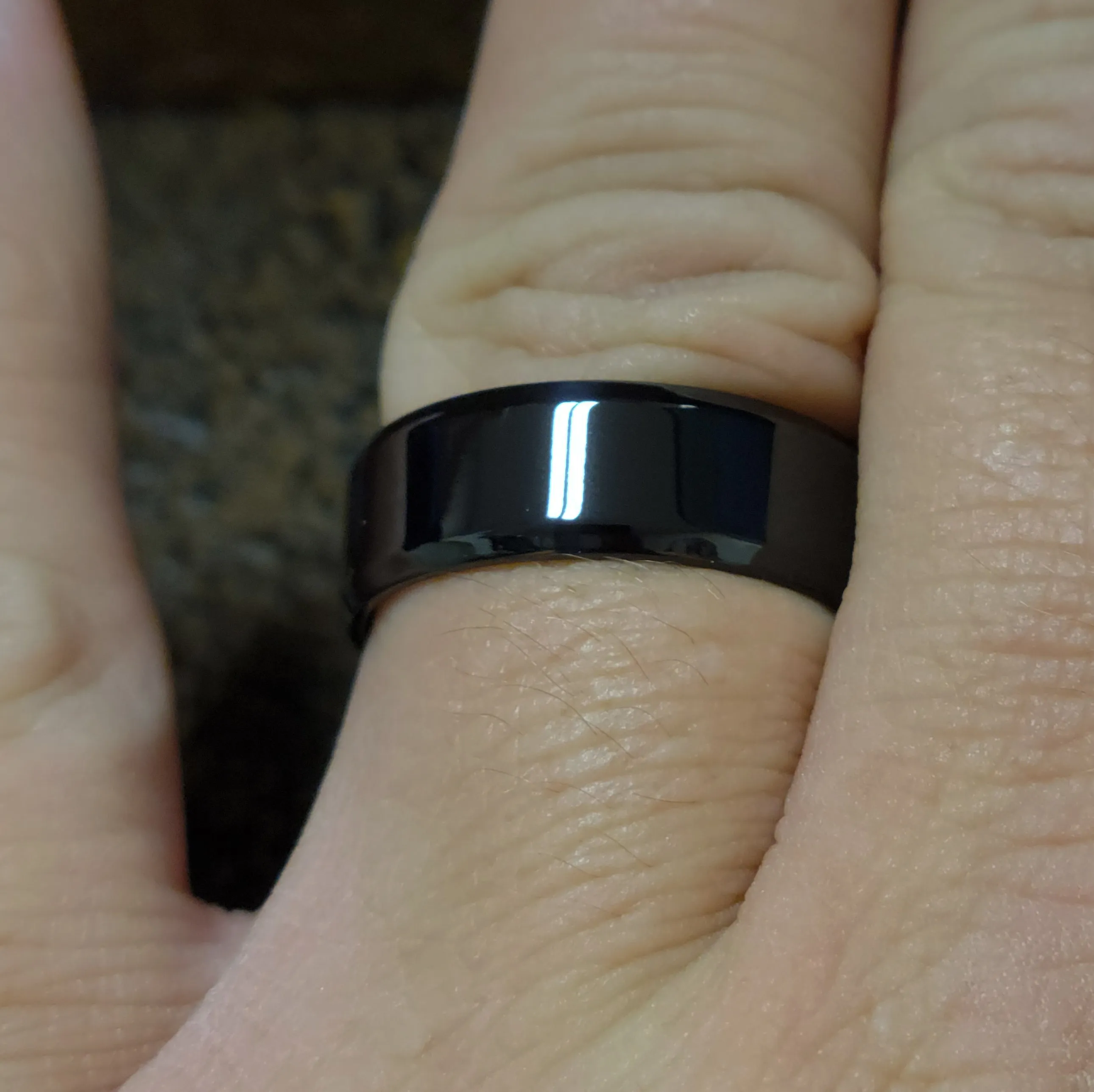 Personalized Men's Traditional Black Wedding Ring - Engraved Handwriting Ring