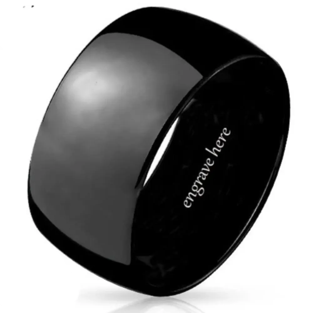 Personalized Men's Wide 10mm Wedding Ring - Engraved Handwriting Ring